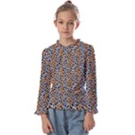 Blue Brown Leopard Kids  Frill Detail T-Shirt