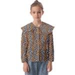 Blue Brown Leopard Kids  Peter Pan Collar Blouse