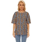 Blue Brown Leopard Oversized Basic T-Shirt