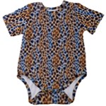 Blue Brown Leopard Baby Short Sleeve Bodysuit