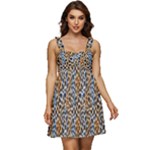 Blue Brown Leopard Ruffle Strap Babydoll Chiffon Dress