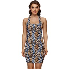 Sleeveless Wide Square Neckline Ruched Bodycon Dress 