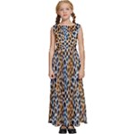 Blue Brown Leopard Kids  Satin Sleeveless Maxi Dress