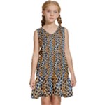 Blue Brown Leopard Kids  Sleeveless Tiered Mini Dress