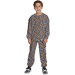 Blue Brown Leopard Kids  Sweatshirt set