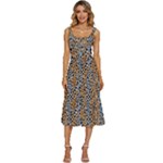 Blue Brown Leopard Women s Sleeveless Corset Midi Dress