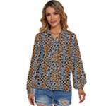 Blue Brown Leopard Women s Long Sleeve Button Up Shirt