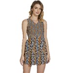 Blue Brown Leopard Sleeveless High Waist Mini Dress