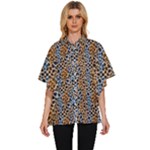 Blue Brown Leopard Women s Batwing Button Up Shirt