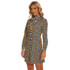 Women s Long Sleeve Bow Deco Button Up Dress 