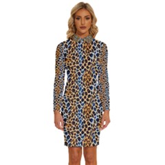 Long Sleeve Shirt Collar Bodycon Dress 