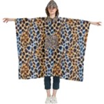 Blue Brown Leopard Women s Hooded Rain Ponchos