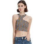 Blue Brown Leopard Cut Out Top