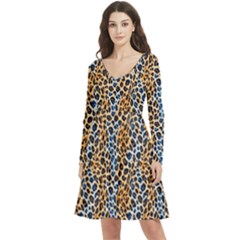 Long Sleeve V-neck skater dress with Pockets 