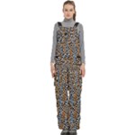 Blue Brown Leopard Women s Side Zip Front Pouch Ski And Snowboard Bib Pants	