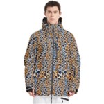 Blue Brown Leopard Men s Multi Pockets Zip Ski and Snowboard Waterproof Breathable Jacket