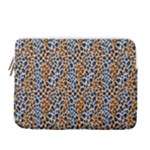 Blue Brown Leopard 13  Vertical Laptop Sleeve Case With Pocket