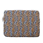 Blue Brown Leopard 14  Vertical Laptop Sleeve Case With Pocket