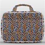 Blue Brown Leopard Travel Toiletry Bag With Hanging Hook