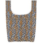 Blue Brown Leopard Foldable Shopping Bag