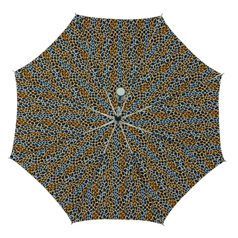 Blue Brown Leopard Automatic Folding Umbrella with Case (Medium) from ArtsNow.com