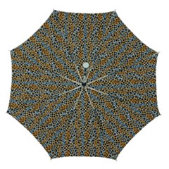 Blue Brown Leopard Automatic Folding Umbrella with Case (Medium) from ArtsNow.com