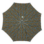 Blue Brown Leopard Automatic Folding Umbrella with Case (Medium)