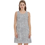 Light Grey Snake Round Neck Sleeve Casual Dress With Pockets