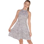 Light Grey Snake Sleeveless Halter Neck A-Line Dress