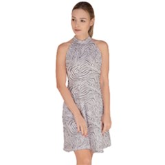 Sleeveless Halter Neck A-Line Dress 