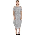 Light Grey Snake Cold Shoulder Loose Fit Dress With Pockets