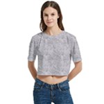 Light Grey Snake Women s Round Neck Short Sleeve Crop Top