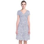 Light Grey Snake Short Sleeve Front Wrap Dress