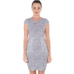 Light Grey Snake Capsleeve Drawstring Dress 