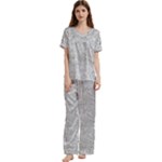 Light Grey Snake Short Sleeve Satin Pajamas Set With Pockets