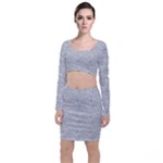 Light Grey Snake Long Sleeve Crop Top & Bodycon Skirt Set