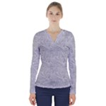 Light Grey Snake V-Neck Long Sleeve Top
