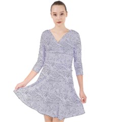Quarter Sleeve Front Wrap Dress 