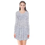 Light Grey Snake Long Sleeve V-neck Flare Dress