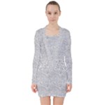 Light Grey Snake V-neck Bodycon Long Sleeve Dress