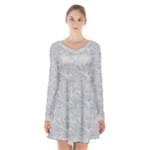 Light Grey Snake Long Sleeve Velvet V-neck Dress