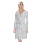 Light Grey Snake Long Sleeve Velvet Front Wrap Dress