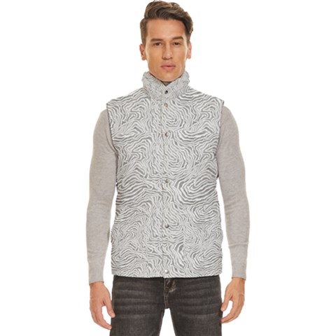 Light Grey Snake Men s High Neck Button Up Puffer Vest from ArtsNow.com