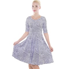 Quarter Sleeve A-Line Dress With Pockets 