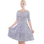Light Grey Snake Quarter Sleeve A-Line Dress With Pockets