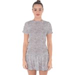 Light Grey Snake Drop Hem Mini Chiffon Dress