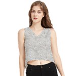 Light Grey Snake V-Neck Cropped Tank Top