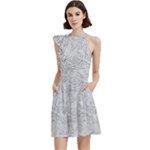 Light Grey Snake Cocktail Party Halter Sleeveless Dress With Pockets