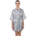 Light Grey Snake Half Sleeve Satin Kimono 