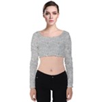 Light Grey Snake Velvet Long Sleeve Crop Top
